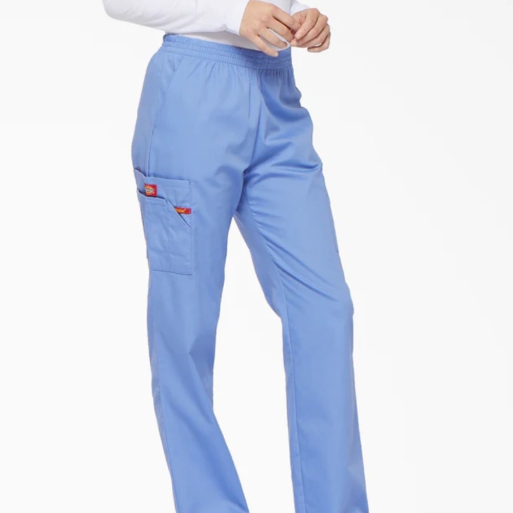 Dickies Unisex Light Blue Scrub Pants with Elastic Waist